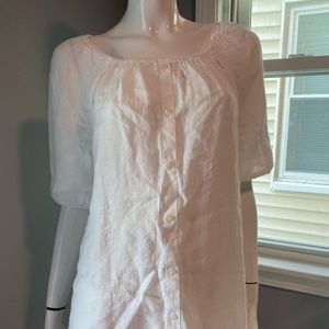 *NWT* Talbots White Linen Blouse